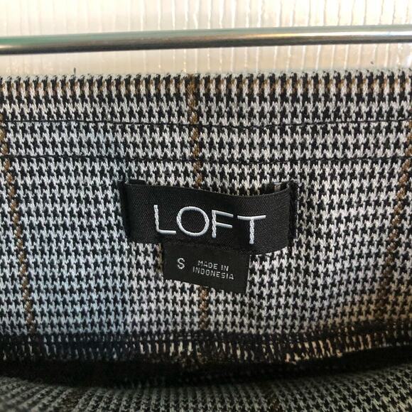Ann Taylor LOFT Women's Small Pull-On Elastic Waist Houndstooth Pants Gray Black - Picture 6 of 7